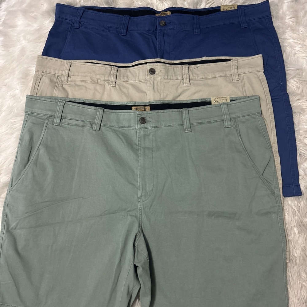 Lot/3 Foundry Size 54 Flat Front Chino NWT Shorts Blue Green Khaki Cotton Twill